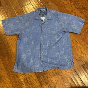 Tommy Bahama 100% Silk Blue Floral tropical vacation Shirt XL